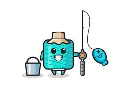 Mascot character of yarn spool as a fisherman vector