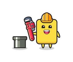 Character Illustration of yellow card as a plumber vector
