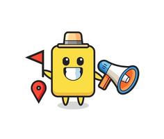 Character cartoon of yellow card as a tour guide vector