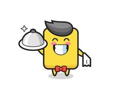 Character mascot of yellow card as a waiters vector