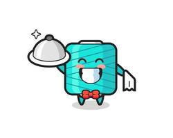 Character mascot of yarn spool as a waiters vector