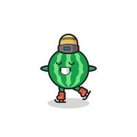 watermelon cartoon as an ice skating player doing perform vector