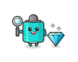 Illustration of yarn spool character with a diamond vector