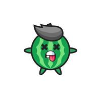 character of the cute watermelon with dead pose vector