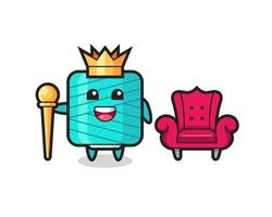 Mascot cartoon of yarn spool as a king vector