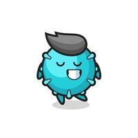 virus cartoon illustration with a shy expression vector