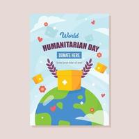 cartel de donación del día mundial humanitario vector