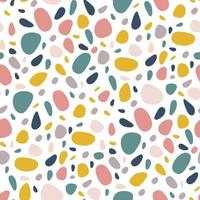 Abstract seamless pattern terrazzo, colorful pebbles, white background vector