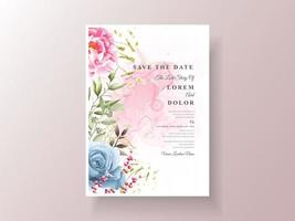 beautiful floral watercolor wedding invitation template vector