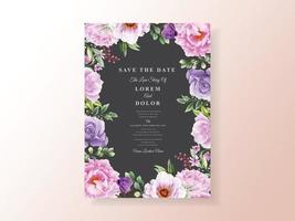 beautiful floral watercolor wedding invitation template vector