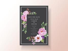 hermosa plantilla floral de la invitación de la boda de la acuarela vector