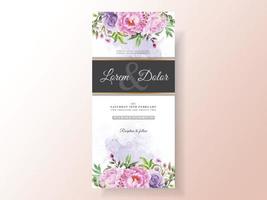 beautiful floral watercolor wedding invitation template vector