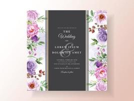 beautiful floral watercolor wedding invitation template vector