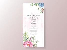 hermosa plantilla floral de la invitación de la boda de la acuarela vector