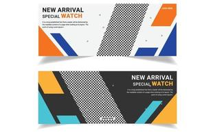 New arrival smart watch banner template design. vector