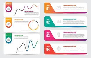 plantilla de maqueta de datos visuales de infografía paso a paso vector