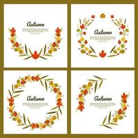Set of Autumn Flowers Wreath Cards vector
