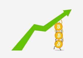 bitcoins acrobáticos para impulsar el gráfico más alto. vector