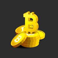 Bitcoin. Physical bit coin. Digital Cryptocurrency. vector