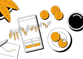 plataforma de comercio en línea y concepto de criptomoneda. vector