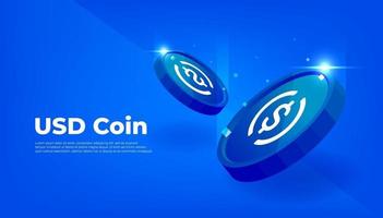 USD Coin or USDC coin banner. USD Coin digital stablecoin. vector