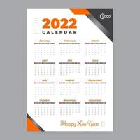 2022 calendar template vector