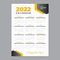 2022 calendar template vector