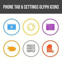 Unique Phone Tab and Settings Vector Icon Set