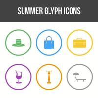 Unique Summer Glyph Vector Icon Set