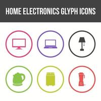 Unique Home Electronics Glyph Icon Set vector