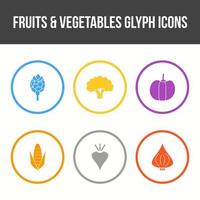 Unique Fruits and Vegetable Vector Icon Set