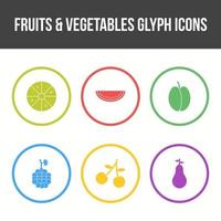 conjunto único de iconos vectoriales de frutas y verduras vector