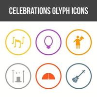 Conjunto de iconos de vector de glifo de celebración única