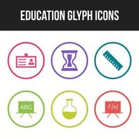 Beautiful Six Education and Schooling glyph Icon set vector