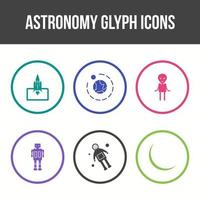 Unique Astronomy Glyph Vector Icon Set