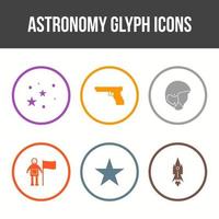 conjunto de iconos de vector de glip de astronomía único