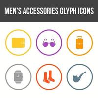 conjunto de iconos de vector de accesorios para hombres