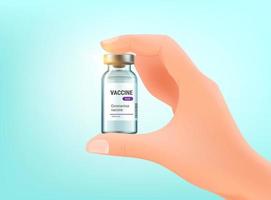 Man holding the vaccine bottle in a hand vector