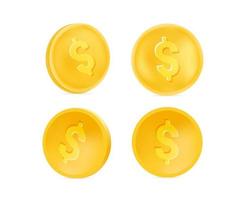 Golden coins isolated on white background vector