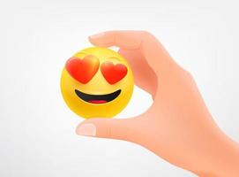 Man holding emoji in a hand vector