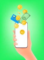 Receiving or send money via smartphone vector