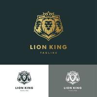 Logotipo de león mascota con color dorado, gráfico de vector de ilustración de conjunto de iconos