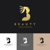Letra b reina de belleza de lujo logo set ilustración diseño vectorial