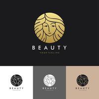 Logotipo de salón de belleza facial de lujo, diseño gráfico de vector de ilustración