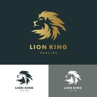 Logotipo de león mascota con color dorado, gráfico de vector de ilustración de conjunto de iconos