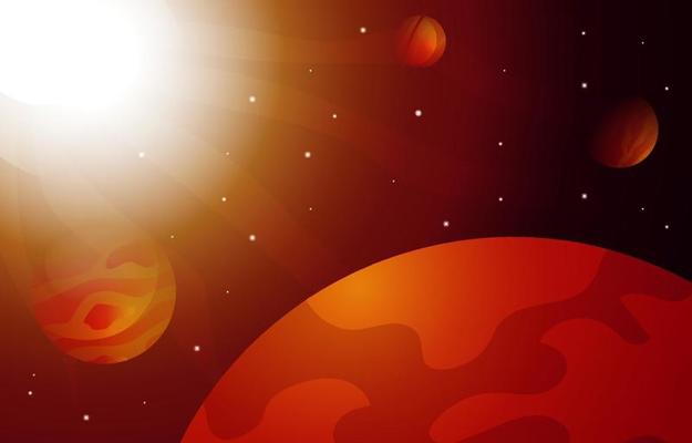 Bright Sun Planet Star Sky Space Universe Exploration Illustration