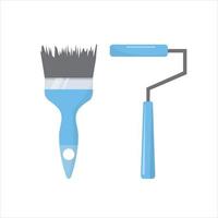 Paint brush and paint roller. vector