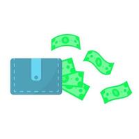 Wallet with green paper money. vector