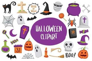 Set of halloween element isolated on white background. vector