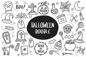 conjunto de doodle de halloween aislado sobre fondo blanco. vector